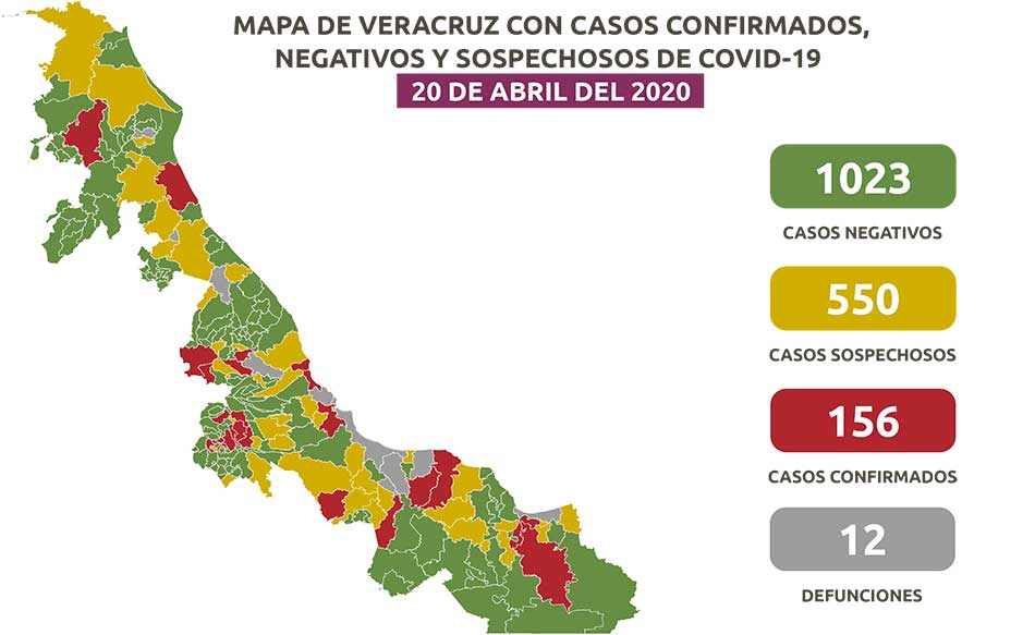 Coronavirus Veracruz suben casos positivos a 156 informe 20 de abril cifras