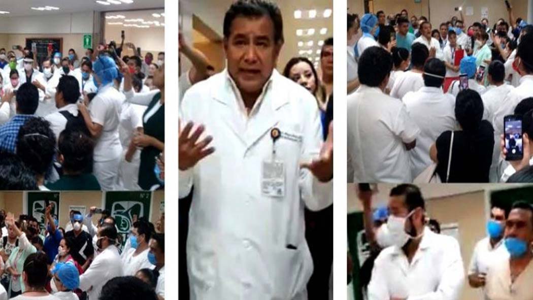 En redes sociales circula un video que muestra la presunta trifulca que tuvieron médicos del Hospital de Especialidades Manuel Ávila Camacho del Instituto Mexicano del Seguro Social.