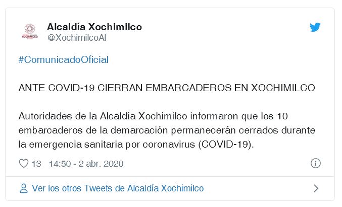 Trajineras de Xochimilco cierran por emergencia sanitaria del COVID-19
