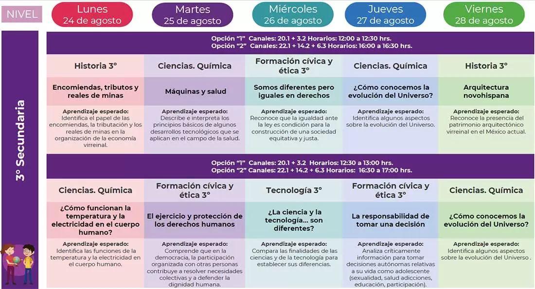 Horarios Aprende En Casa 2 Del 24 Al 28 De Agosto Preescolar Primaria