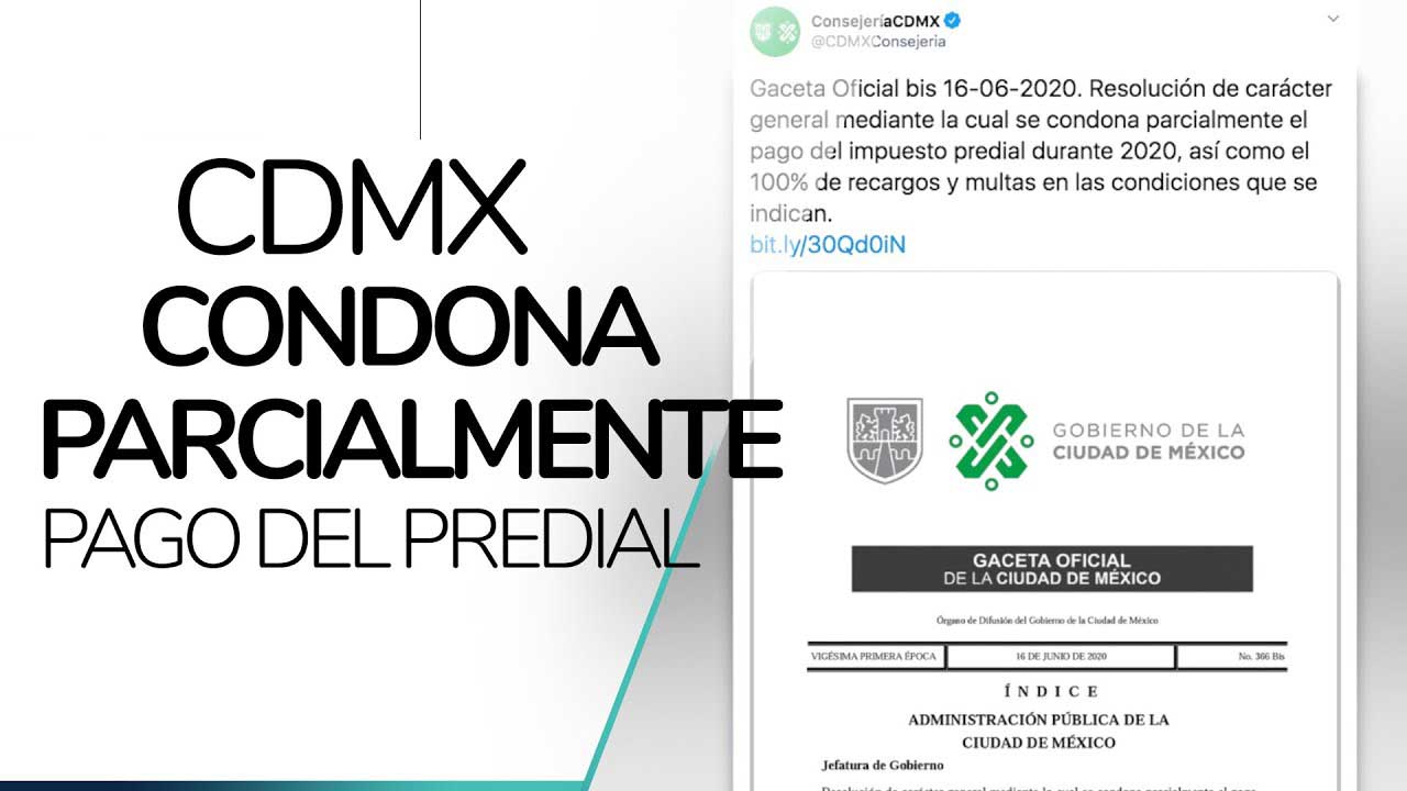 El gobierno de Ciudad de México condonará de manera parcial el pago del impuesto predial, así como el 100% de recargos, multas y gastos de ejecución generados durante los primeros tres bimestrescorrespondientes al ejercicio fiscal 2020.
