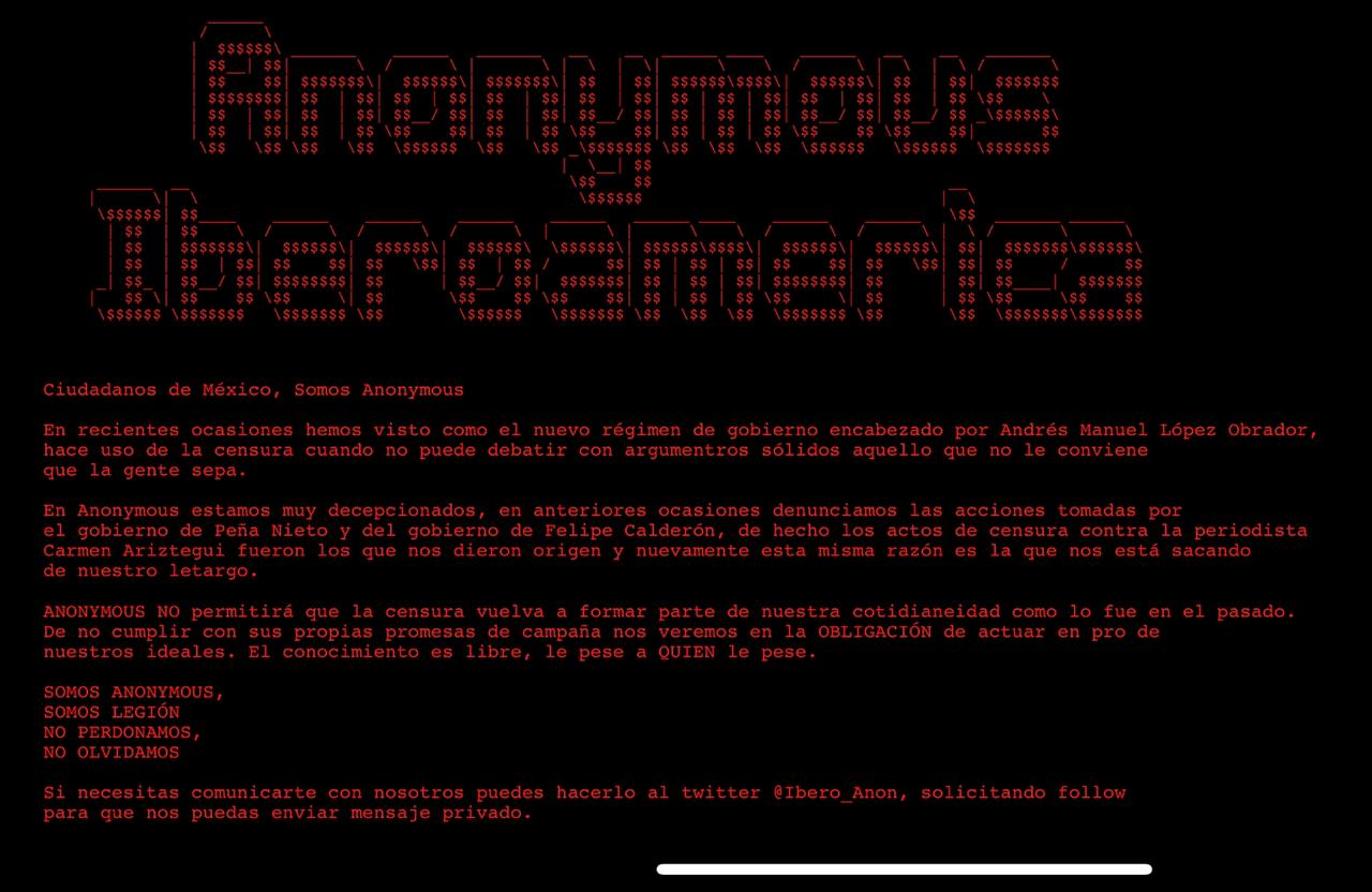 Anonymous hackea el sitio del Conapred acusan censura de AMLO