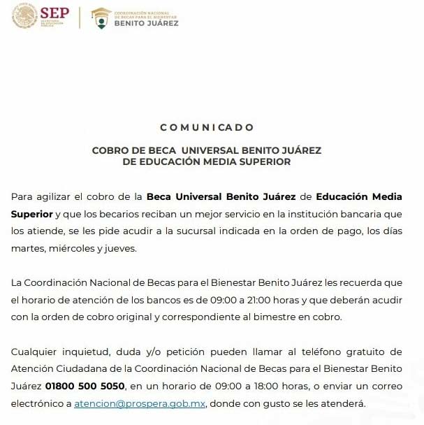 Beca Benito Juárez Bienestar Azteca da nuevas fechas de registro