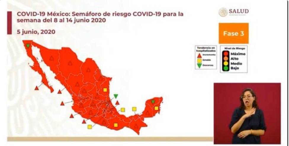 Semáforo epidemiológico semana del 8 al 14 de junio en México