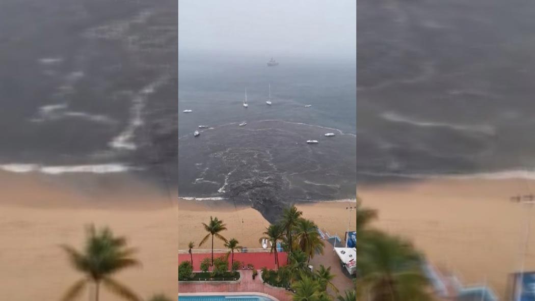 A través de redes sociales, usuarios compartieron un video de la fuga de aguas negras en la playa de Icacos ubicada en la Zona Naval del puerto de Acapulco, en Guerrero. 