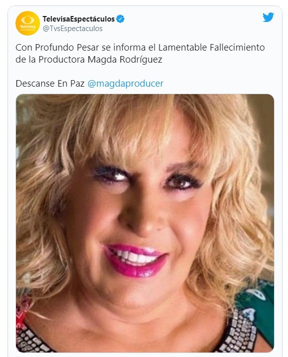 Muere Magda Rodriguez productora de programas de television